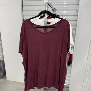 Ellos | Slouchy Dolman Sleeve Top in Burgundy | size 22/24